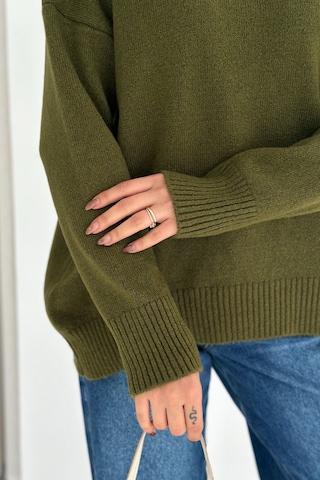 Femelle Kadın Haki Standart Beden Oversize Basic Triko Kazak - 357bnd