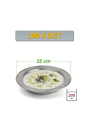 Binbir Trend 15 Cm Yanaklı Krom Çelik Cacık Ve Çorba Kasesi 270 Ml Lokanta, Restoran Ve Ev Tipi Kase -kase1511 100 Adet