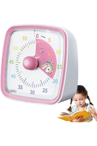 Yunbaoit Gece Işıklı Beyaz, Renkli Gökkuşağı Tasarımlı 60 Dakikalık Mekanik Mutfak Ve Çocuk Zamanlayıcı Sevimli Ve Kullanışlı Timer Pembe