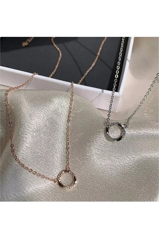 925ayar Gümüş Zirkon Taşlarla Süslenmiş Geometrik Kolye