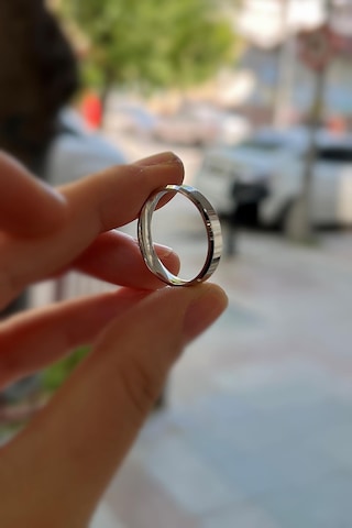 Gümüş 4 Mm Düz Klasik Yanı Kesik Alyans Söz Nişan Erkek Kadın Yüzük Diğer