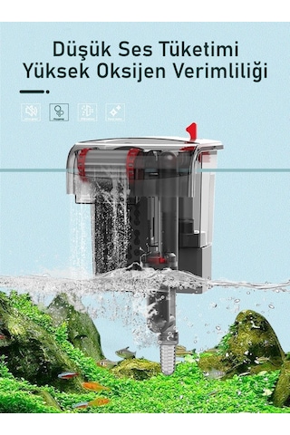 Tr Askılı Akvaryum Şelale Filtre 5w 350 L/h Ayarlanabilir Debi Yüzey Temizleyici
