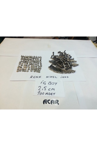 2.5 CM Dosya Klasör Menü Kartela Vidası Nikel Inox Renk 100 Adet