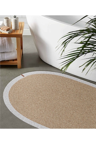 Cesta El Yapımı Pamuklu Natural Gri Jüt Hasır Dekoratif Kilim 9020 Natural
