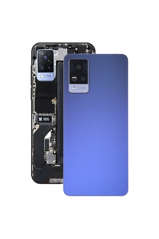 Cbtx Vivo V21 Uyumlu Kamera Lens Kapağı İle Pil Arka Kapağı Mavi