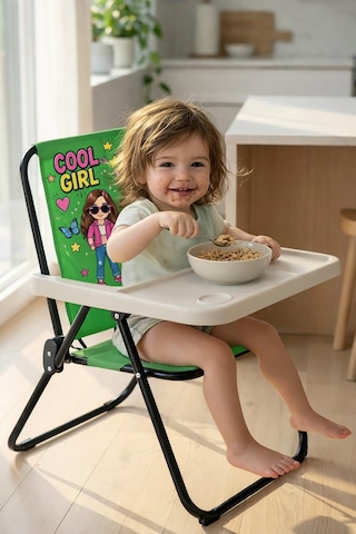 Exent Kids 2 6 Yaş, Katlanır Portatif Mama Sandalyesi, Tak-çıkar Masa İle-cool Girl-yeşil