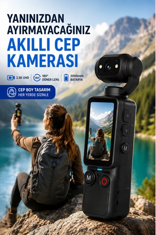2000mah Q7 2.5k Uhd Akıllı Cep Kamerası 180 Dönebilen Hd Mini Kamera Hafıza Kart Destekli
