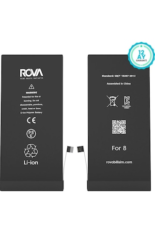 Rova Apple Uyumlu iPhone 8 Yüksek Kapasiteli Batarya Pil 2210 Mah