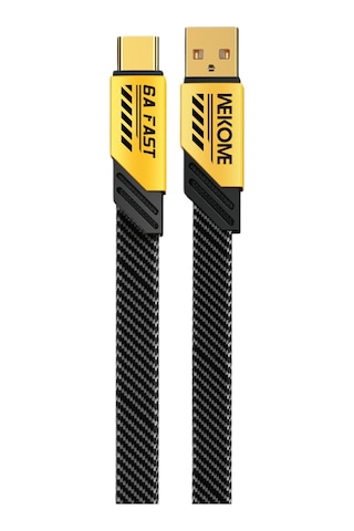 Wekome WDC-190A 6A Usb to Type-c Veri Ve Şarj Kablosu Sarı