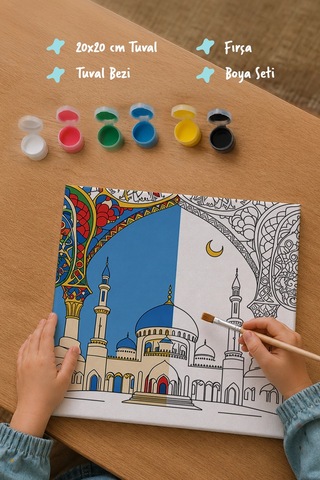 Cami Temalı Şövalesiz Boya Seti 20x20