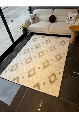 West Halı Salon, Oturma, Yatak Odası Halısı Desen Kodu 68359-060 Krem-kahverengi