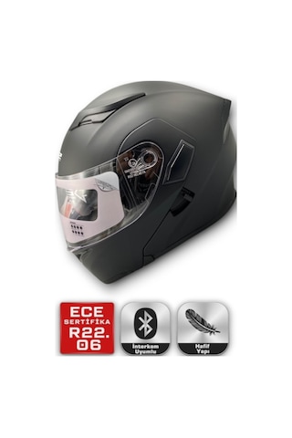 Motosiklet Rs2 Kask Çene Açılır Güneş Vizörlü Mat Black Mat Siyah