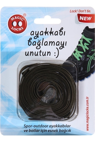 Magic Locks Akılı Elastik Yassı Bağcık-Haki Haki