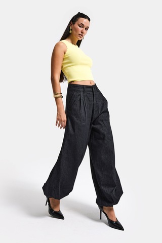 it's basic Kadın Su Yıkama Siyah 7s6-51 Jogger Fit Paça Detaylı Özel Tasarım Denim Jean