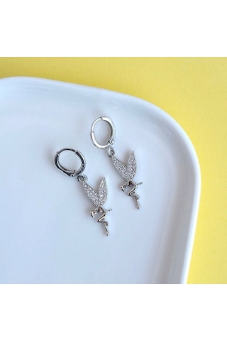 Su Perisi Charmlı Küpe Perili Küpe Silver Renkli Renkli