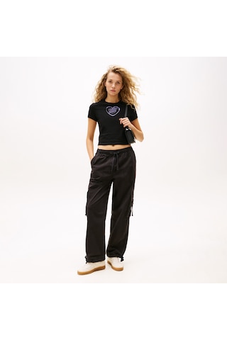 Tommy Hilfiger Loose Cargo Kadın Siyah Pantolon Dw0dw20995 Siyah