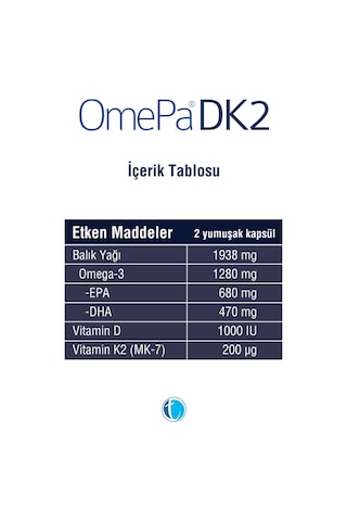 Omepa Dk2 Omega 3 & Vitamin D & Menaq7 100 Yumuşak   Kapsül