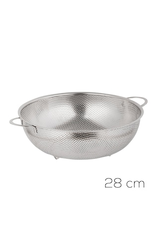 Porsima Bls-ks-28 Kulplu Paslanmaz Çelik Süzgeç Mutfak Eleği Meyve Ve Sebze Yıkama Aparatı Kevgir 28cm Çelik