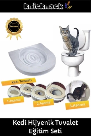 Premium Seri Klozet Alıştırma Kapağı Kum Kabı Wc Yavru Yetişkin Kedi Hijyenik Tuvalet Eğitim Seti