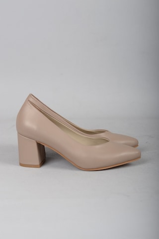Seç Kundura SEÇ 1930 KALIN TOPUKLU HAKİKİ DERİ STİLETTO (6,5cm) VİZON
