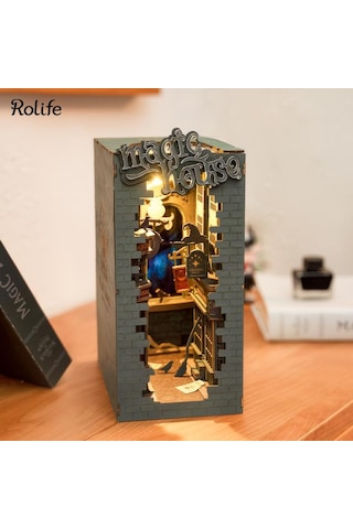Rolife Tgb03 Magic House Kitap Köşesi Book Nook Dıy Minyatür Maket Model Seti Mini Dollhouse 3d Model Kit Detaylı Dekoratif Hobi Seti 3d Puzzle Tiny House