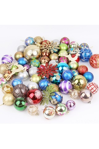 Qingmipy Dayanıklı Plastik Noel Topları Seti - 60-70 Adet Rastgele Çeşitlerde Ağaç Süsü Ve Parti Dekoru Çok Renkli