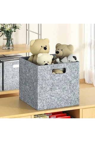 Dolap İçi Düzenleyici 1 Adet Organizer 3mm Keçe 32x32x32 Cm Çok Amaçlı Gri Keçe Kutu Gri