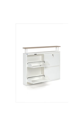 Ceha Kilitli Tablalı 4'lü Metal Ayakkabılık - Beyaz K.AYK-2.4/T/P 9010/KL