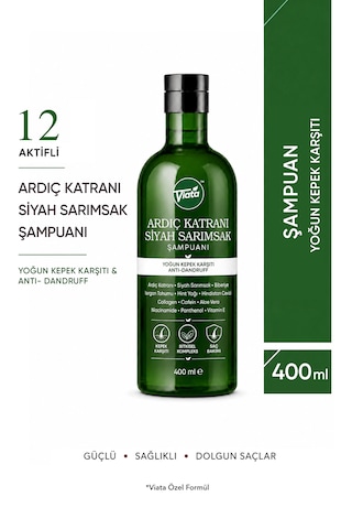 Ardıç Katranı Şampuanı Siyah Sarımsak Şampuan Kepek Karşıtı 12 Aktifli 400 Ml Tüm Saç Tipleri