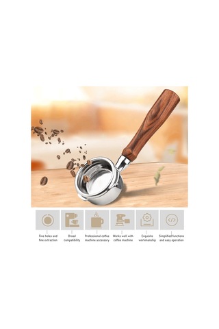 Leezsing 58mm 3 Kulaklı Dipsiz Çıplak Portafilter Ahşap Kahve Saplı Bardak Filtre Sepeti Barsetto Ba101 Ba102 Calphalon Temp Iq İçin Yedek