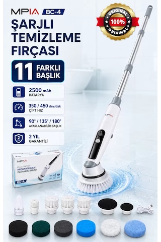 Şarjlı Ve Elektrikli Temizlik Fırçası Turbo Dönüş Teknolojisi Ipx7 Su Geçirmez 11 Başlık Dahil Mutfak, Banyo