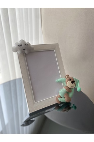 Bebek Odası Çerçeve Aylı Ayıcık Mint