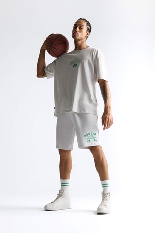 Defacto Defactofit Nba Boston Celtics Standart Fit Kısa Paça Şort E4861ax25augr519 Gri