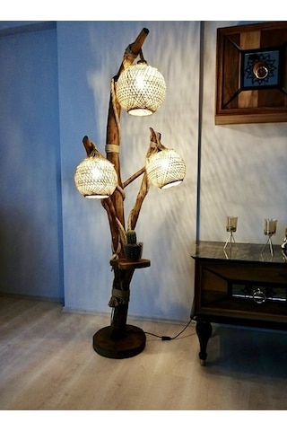 ArtAğaçTasarım Ağaç Lambader Doğal Ahşap Bodrum Serisi Min. 180 Cm
