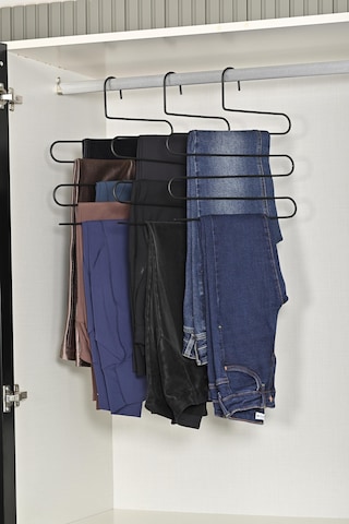 Mat Siyah 5 Li Dolap İçi 5 Katlı Pantolon, Şal, Eşarp Askısı, Gardrop Askılığı- Metal Paslanmaz Siyah