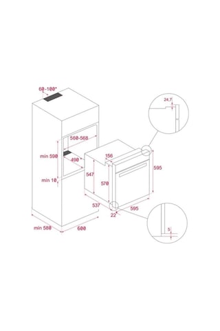 Teka HLB 8416 Airfry Fırın BK - TBC 64010 BK - ATV 60 BK Siyah Ankastre Set