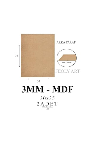 3 Mm 30x35 Mdf Plaka 2 Adet - Hobi, Maket, Ahşap El Sanatları, Pasta Altlığı - 1 Yüz Beyaz Lam Mdf İçin Uygun