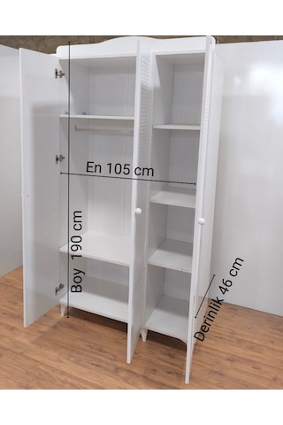 3 Kapaklı Beyaz Panjur Model Dolap Beyaz