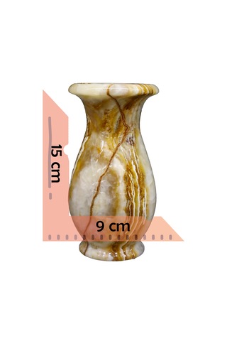 Doğal Oniks Taş Lale Vazo Şık Ve Dekoratif El İşçiliği