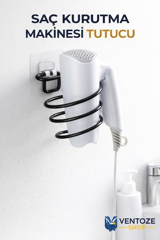 Yapışkanlı Saç Kurutma Makinesi Tutucu Banyo Düzenleyici Askı Fön Makinesi Standı Çok Renkli