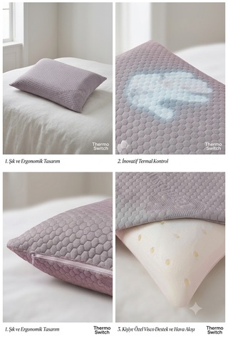 Sleep Home Thermo Switch Visco Yastık 40 X 60 Cm Açık Gri