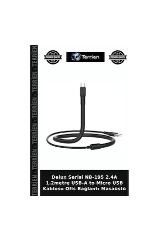 Delux Serisi Nb-195 2.4a 1.2metre Usb-a To Micro Usb Kablosu Ofis Bağlantı Masaüstü