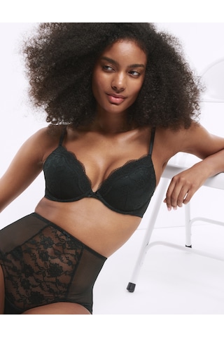 Marks & Spencer Dantelli Balenli Plunge Sütyen T33000318 Siyah