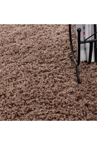 Yüksek Tüylü 30 Mm Hav Yüksekliğinde Düz Mokka Açık Kahverengi Renkli Shaggy Halı