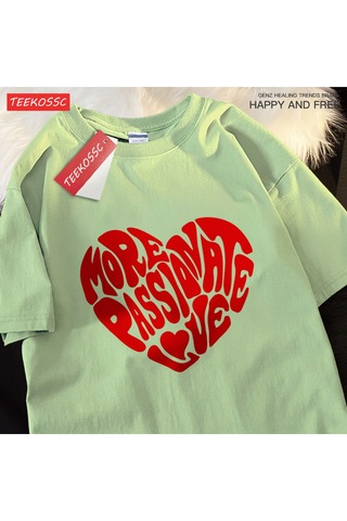 Startmore Y2k Vintage Tişört Tee Daha Tutkulu Aşk Baskı Yeşil