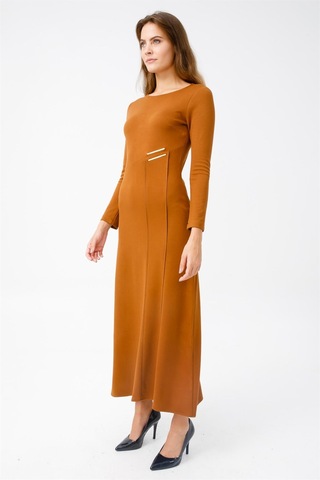Asimetrik Cıt Cıt Aksesuarlı Elbise Camel-camel Camel