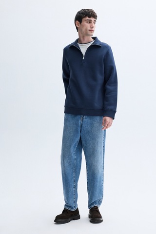 Mudo Erkek Erkek Lacivert Comfort Fit Fermuarlı Dik Yaka Sweatshirt 1264091