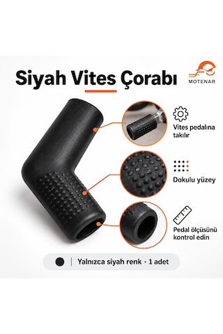 Motenar Siyah Motosiklet Vites Çorabı Pedal Kılıfı 1 Adet