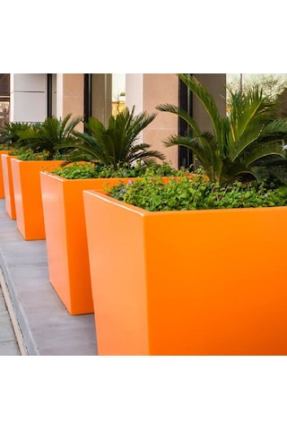 Mofiba Fiberglass Saksı Kare 35cm 35cm 35h Cm Turuncu