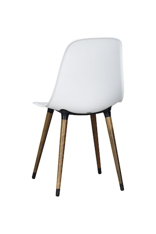 Vilinze Eames Kestane Ahşap Ayak Plastik Beyaz Sandalye